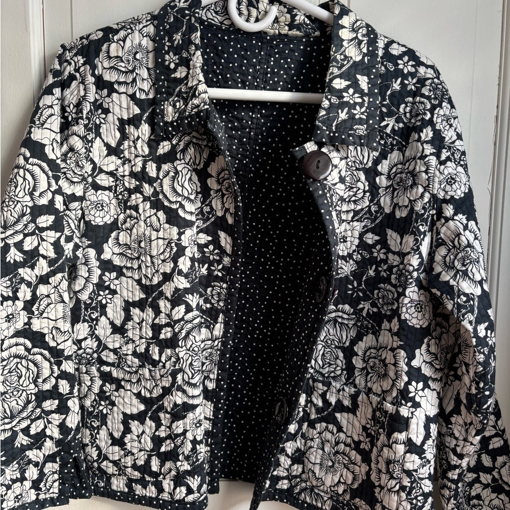 Appleseed's Reversible Lightweight Quilted Jacket – Polka Dots & Floral Print